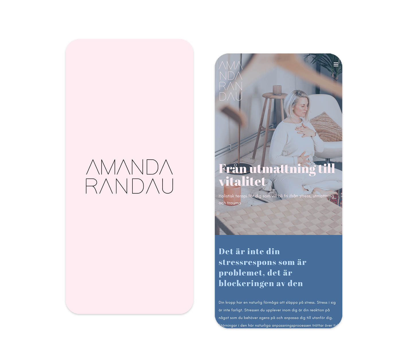 Amanda Randaus webbplats på iPhone