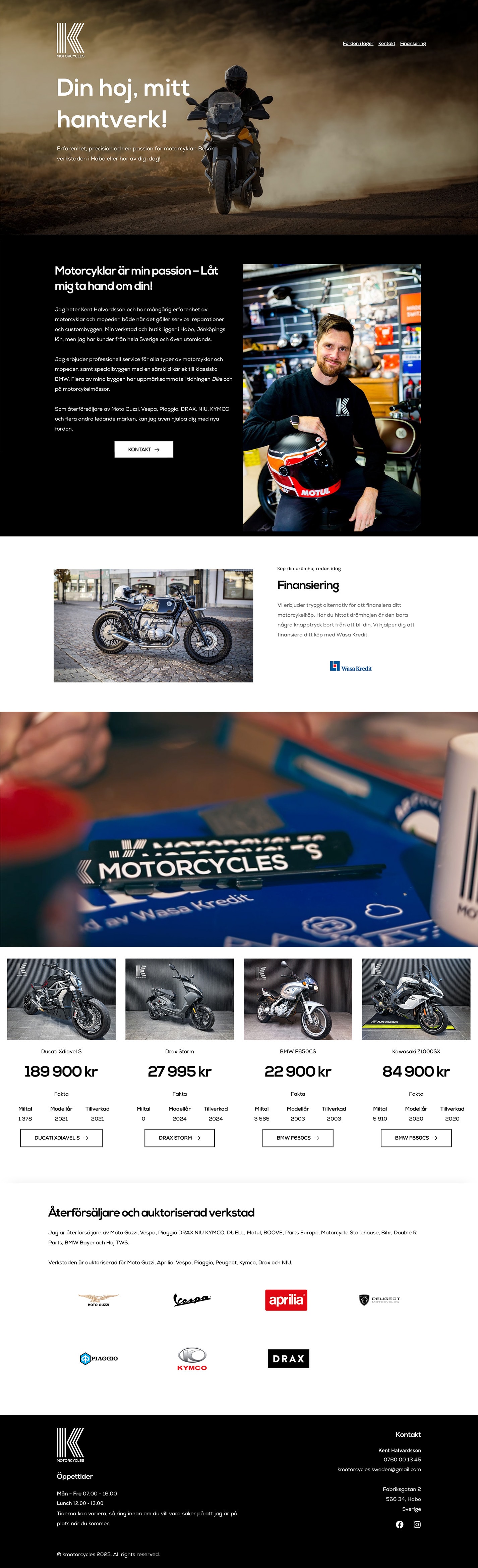 K motorcycles webbplats på Macbook